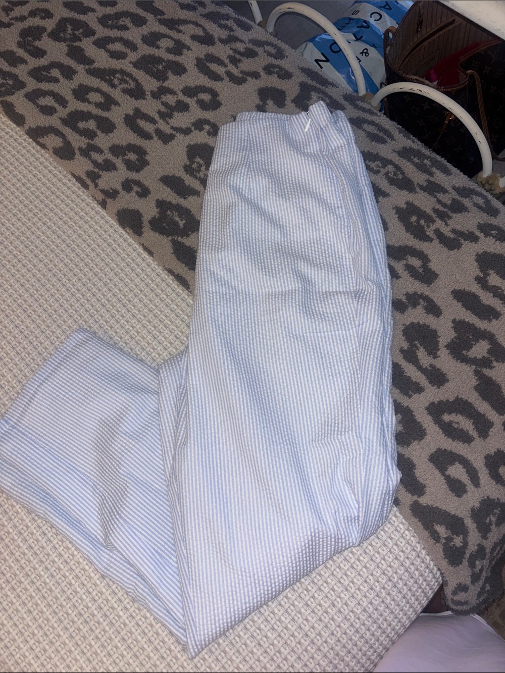 Sugar Light Blue & White Seersucker Striped Chinos